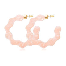 Load image into Gallery viewer, CHLOE Pink Scalloped Shell Hoops