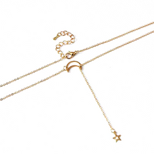 Load image into Gallery viewer, LUNA Gold Star & Moon 14K Plated Lariat Necklace