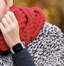 Load image into Gallery viewer, HYPSY™ Pink Hatch-Braid Silicone iWatch Band - 38/40mm