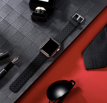 Load image into Gallery viewer, HYPSY™ Black Hatch-Braid Silicone iWatch Band - 38/40mm