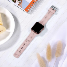 Load image into Gallery viewer, HYPSY™ Pink Hatch-Braid Silicone iWatch Band - 38/40mm