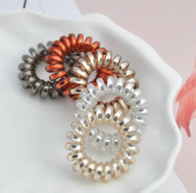 Load image into Gallery viewer, Metallic Spiral Coiled No-Rip Hair Ties (2 Pack)