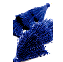 Load image into Gallery viewer, LA BOHÉME 3-Tiered Silk Tassel Drop Earrings in Cobalt