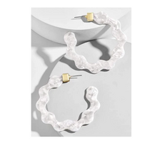 Load image into Gallery viewer, CHLOE White Scalloped Shell Hoops
