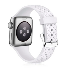 Load image into Gallery viewer, HYPSY™ White Hatch-Braid Silicone iWatch Band - 38/40mm
