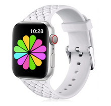 Load image into Gallery viewer, HYPSY™ White Hatch-Braid Silicone iWatch Band - 38/40mm