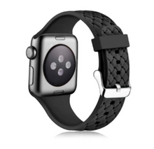 Load image into Gallery viewer, HYPSY™ Black Hatch-Braid Silicone iWatch Band - 38/40mm