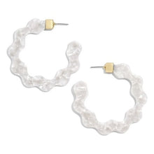 Load image into Gallery viewer, CHLOE White Scalloped Shell Hoops