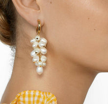 Load image into Gallery viewer, MARINA Pearl Cluster Huggie Drops in Sea Kelp