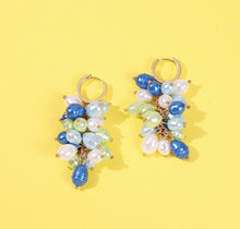 Load image into Gallery viewer, MARINA Pearl Cluster Huggie Drops in Sea Kelp