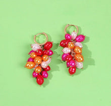 Load image into Gallery viewer, MARINA Pearl Cluster Huggie Drops in Sherbet