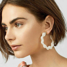 Load image into Gallery viewer, CHLOE White Scalloped Shell Hoops