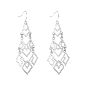 THEA 925 Silverplate Tiered Chandelier Drop Earrings