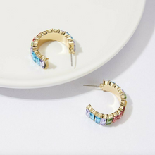Load image into Gallery viewer, SADIE Rainbow Columnar Huggie Hoops
