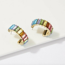 Load image into Gallery viewer, SADIE Rainbow Columnar Huggie Hoops
