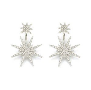 Pavé Crystal Starburst Jacket Earrings in 925 Silver Plating