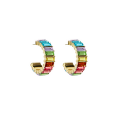 Load image into Gallery viewer, SADIE Rainbow Columnar Huggie Hoops
