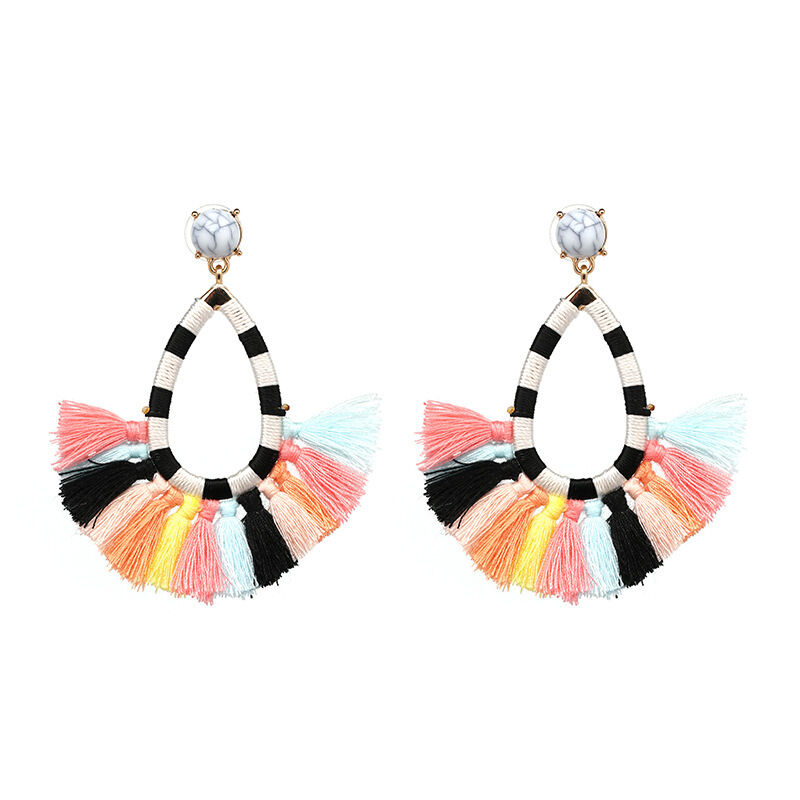 LOLA Striped Fringe Earrings
