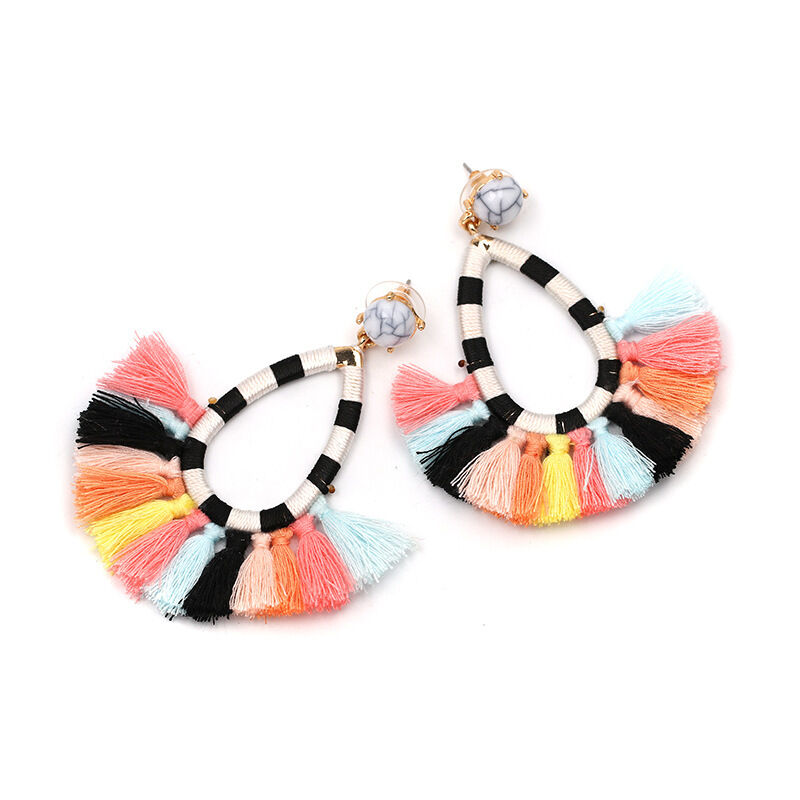 LOLA Striped Fringe Earrings