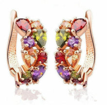 Load image into Gallery viewer, FLORA Rose Gold Crystal Huggie Hoops
